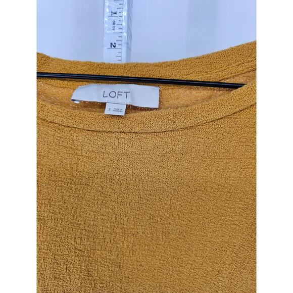 Ann Taylor LOFT Womens Sz S Short Sleeve Gold Top Blouse Boxy - Picture 2 of 3